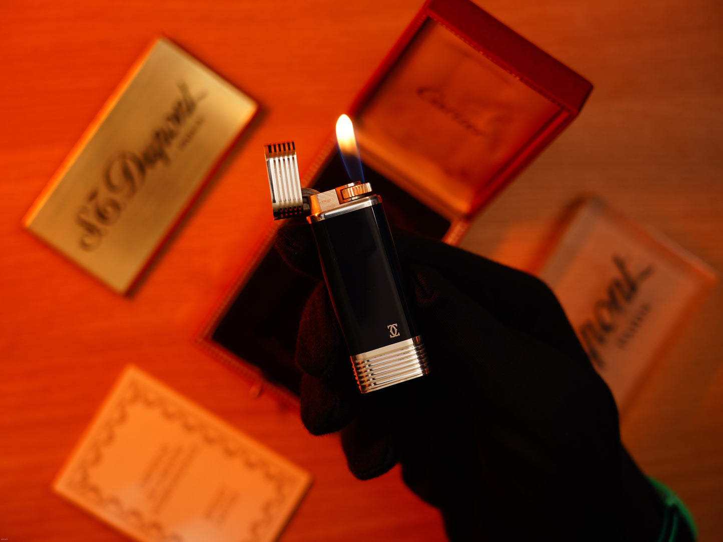 Vintage 1980 Cartier Solid 925 Silver Lighter – Dark Blue Lacquer