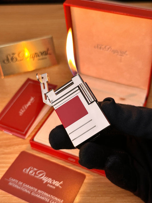 Vintage 1999 St Dupont Abstraction(s) Limited to 2500 rare urban natural red lacquer lighter \ box & guarantee documents \ good condition