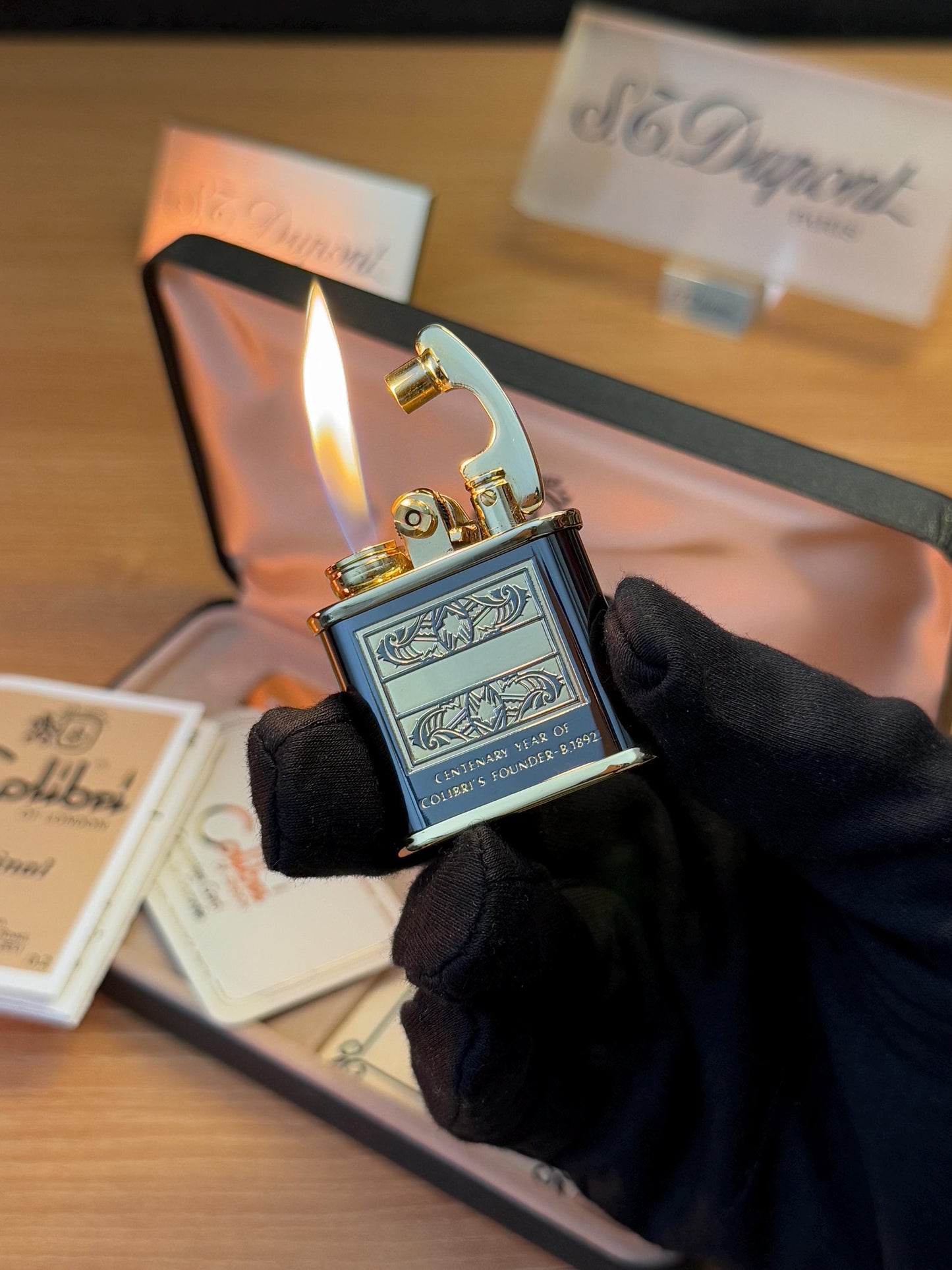 vintage 1980 Colibri of London 24k Gold Finish Colibri Standard \ Collector box with box and documents \ working perfect