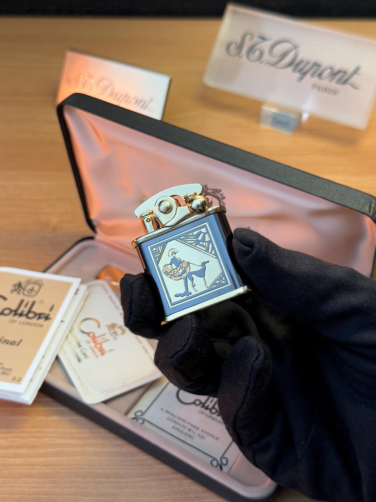 vintage 1980 Colibri of London 24k Gold Finish Colibri Standard \ Collector box with box and documents \ working perfect