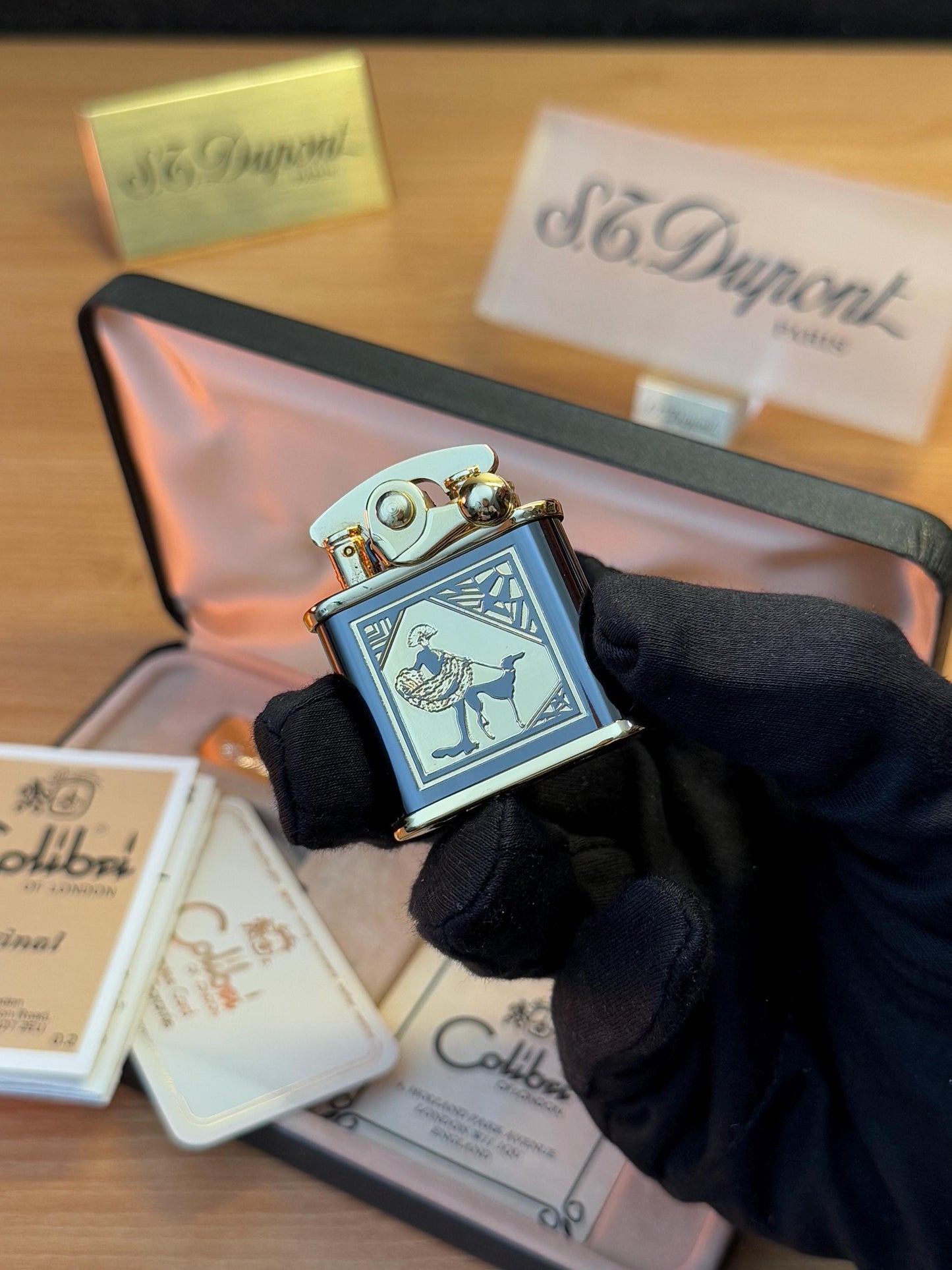 vintage 1980 Colibri of London 24k Gold Finish Colibri Standard \ Collector box with box and documents \ working perfect