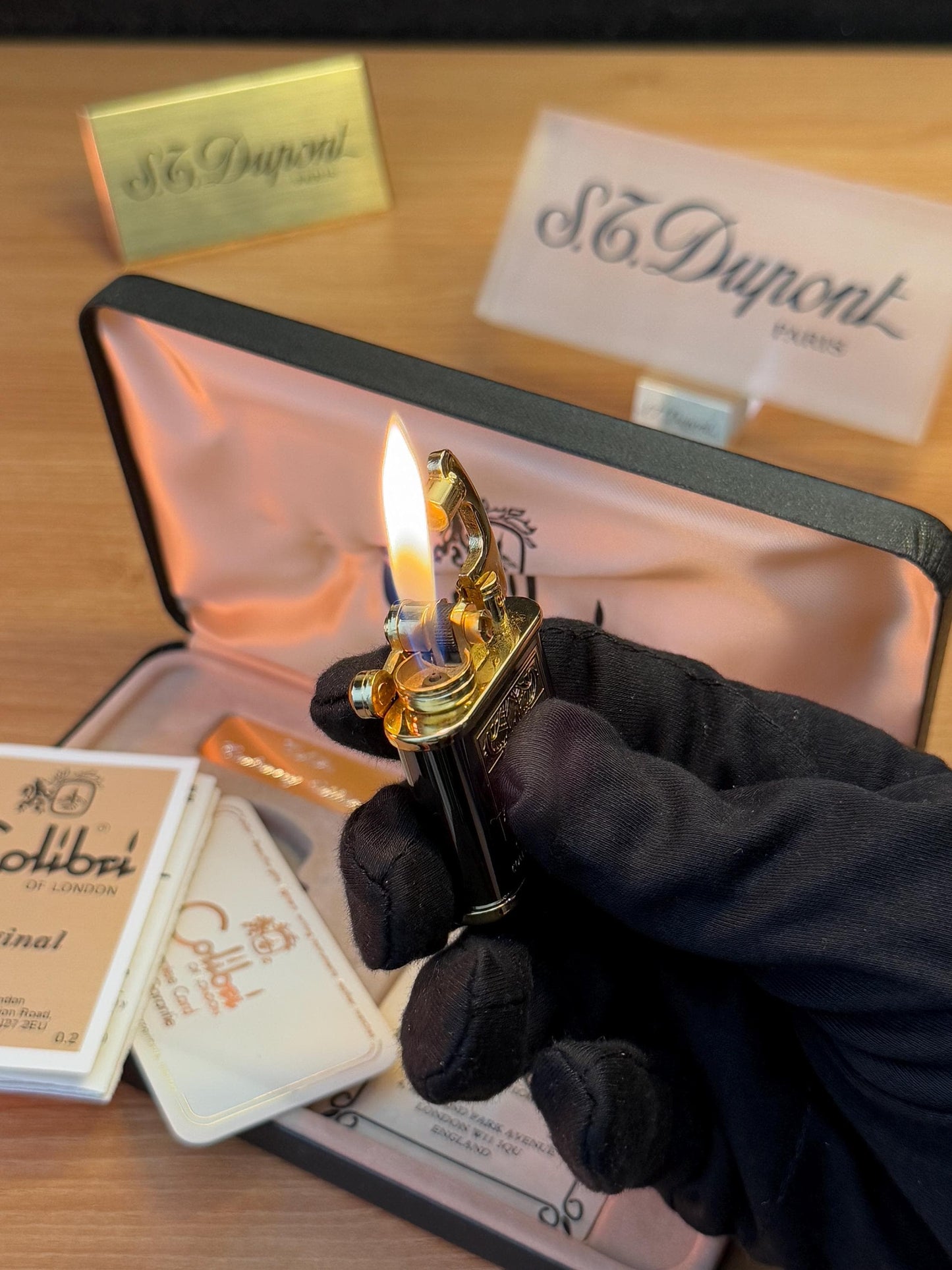 vintage 1980 Colibri of London 24k Gold Finish Colibri Standard \ Collector box with box and documents \ working perfect