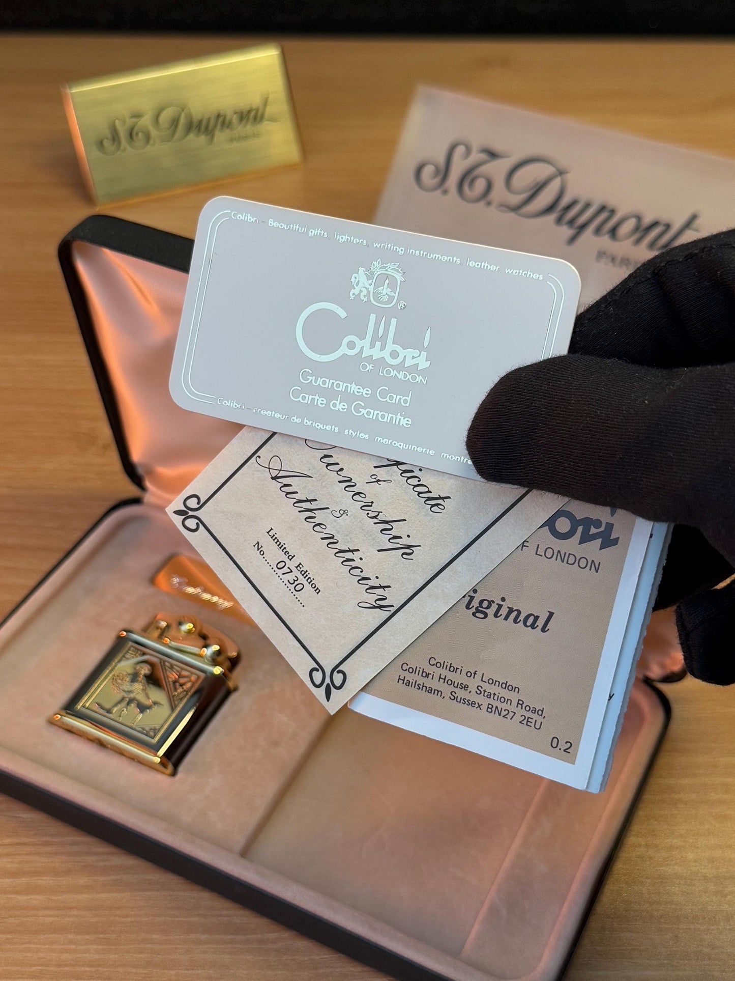 vintage 1980 Colibri of London 24k Gold Finish Colibri Standard \ Collector box with box and documents \ working perfect