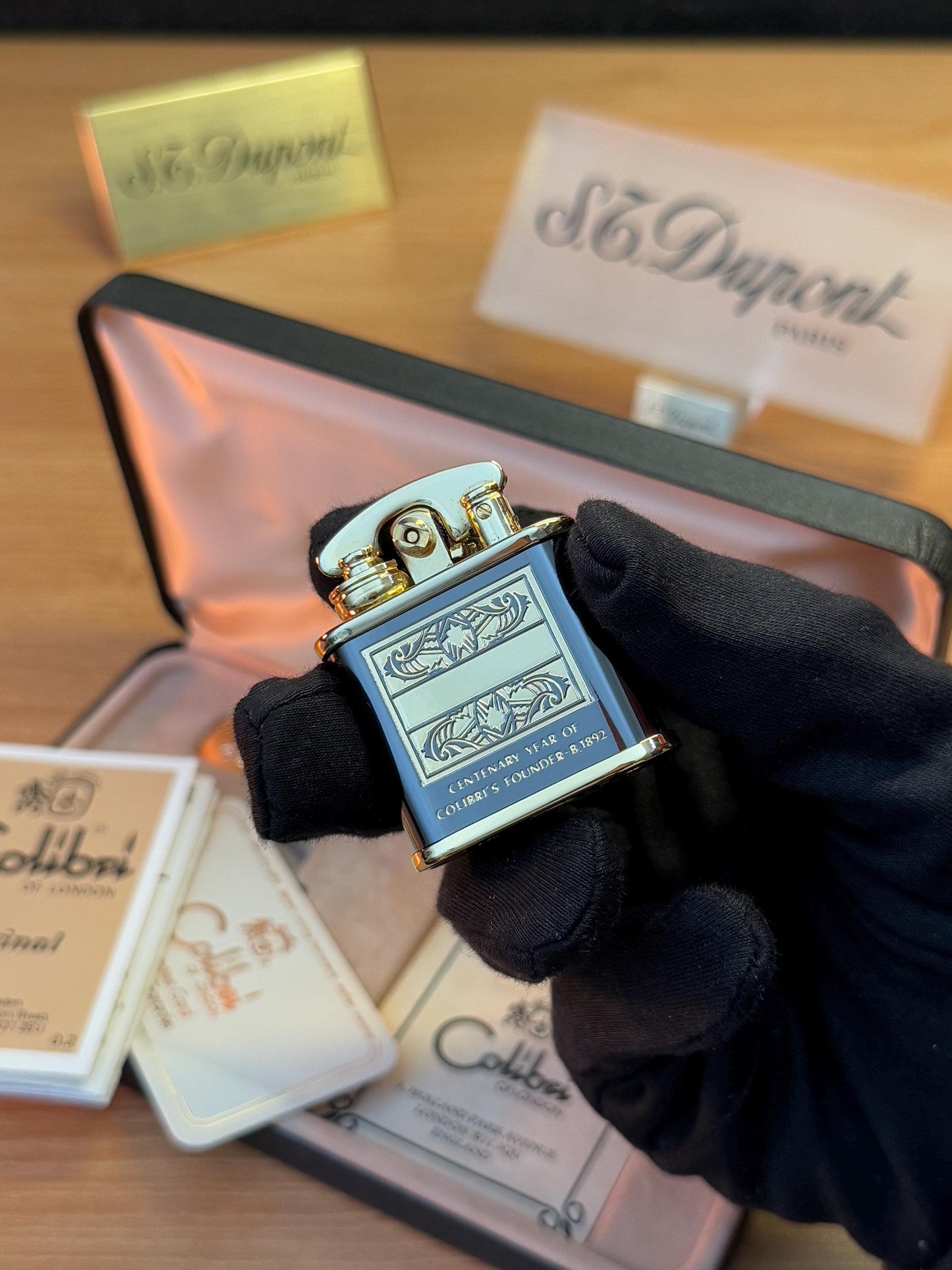 vintage 1980 Colibri of London 24k Gold Finish Colibri Standard \ Collector box with box and documents \ working perfect