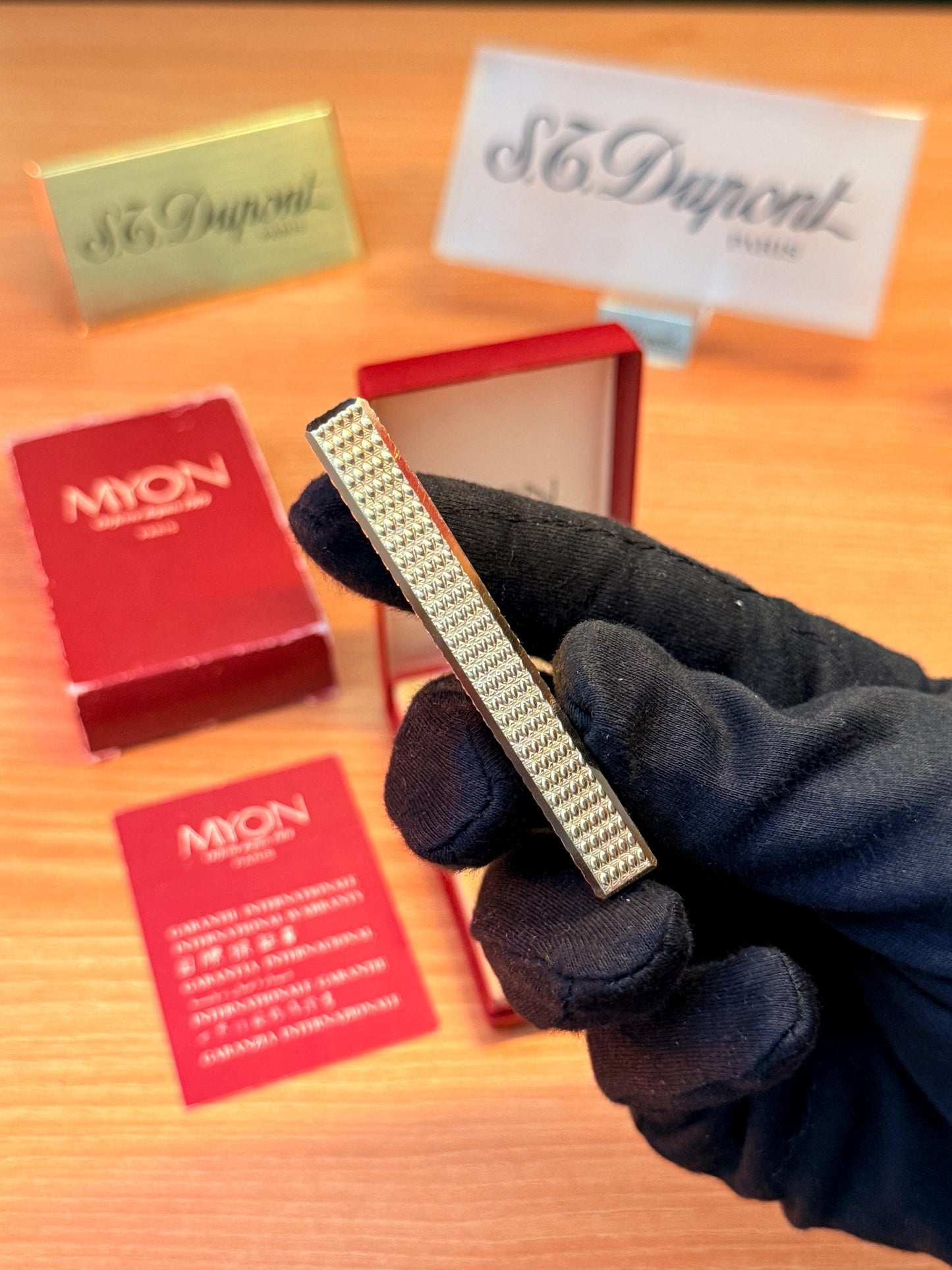 vintage 1970 Rare 24k Gold Finish Myon lighter Paris Made from 1919 with box and documents / working perfect in amazing condition