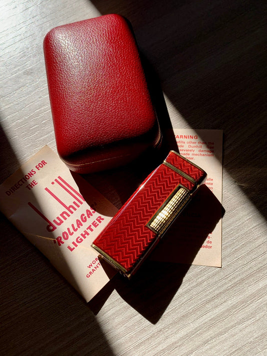 Solid 18k Dunhill Rollagas Red Jewelry Enamel