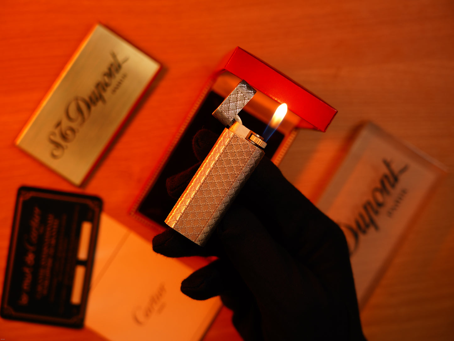 Vintage 1970 Early Cartier Production Heavy Silver Finish Rare Guilloché Pattern Lighter