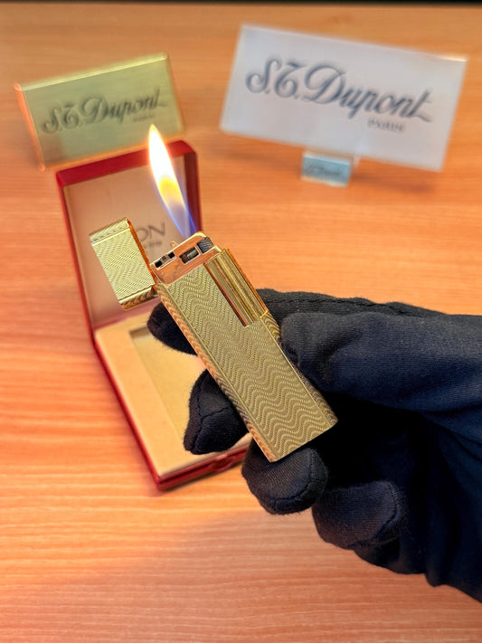 vintage 1970 Rare 24k Gold Finish Myon lighter Paris Made from 1919 with box and documents / working perfect in good condition with initial
