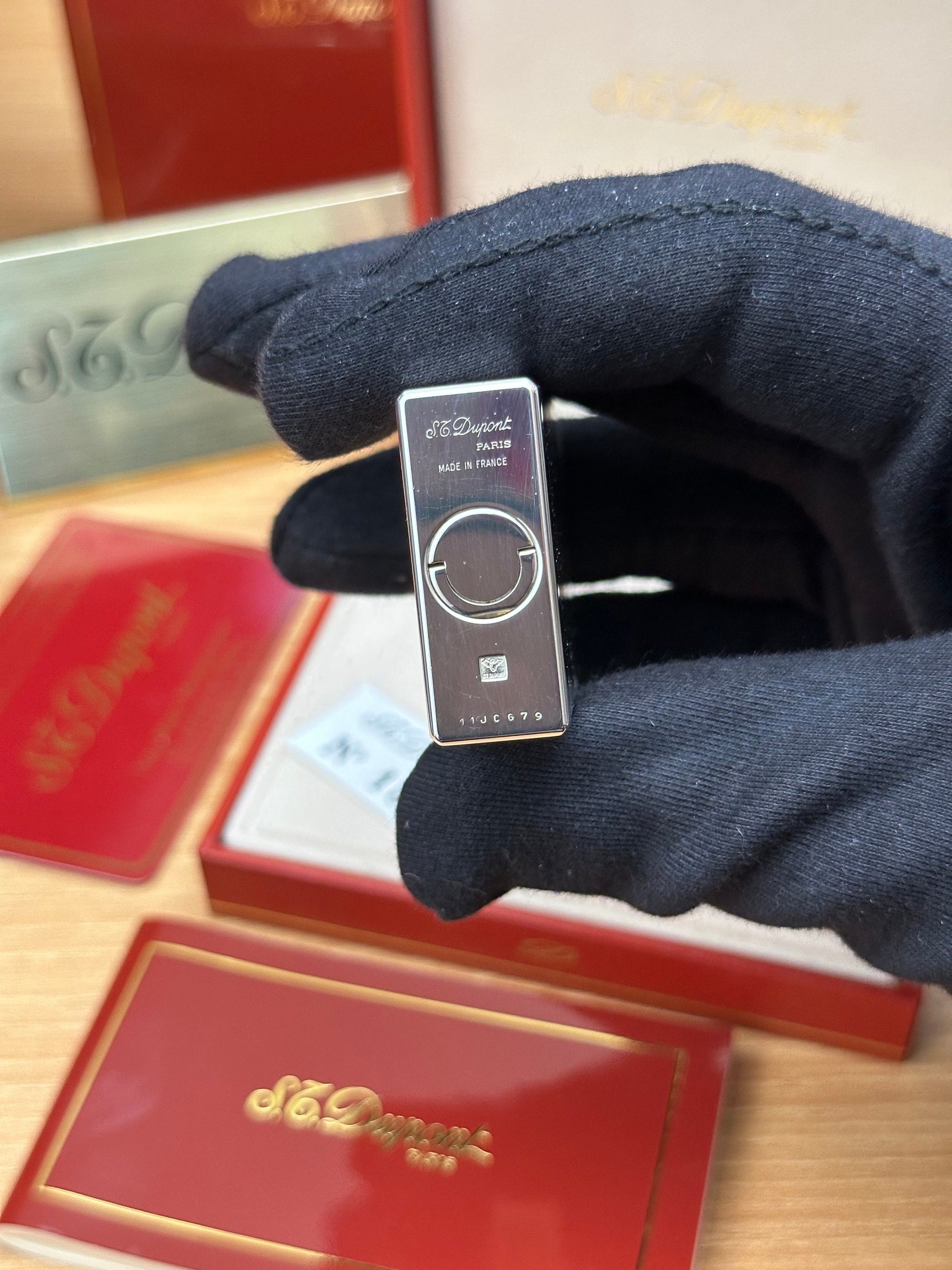 Authentic 1980 St dupont ligne 1 Heavy Silver Plated working amazing / full set with box and documents / pre-owned with initials