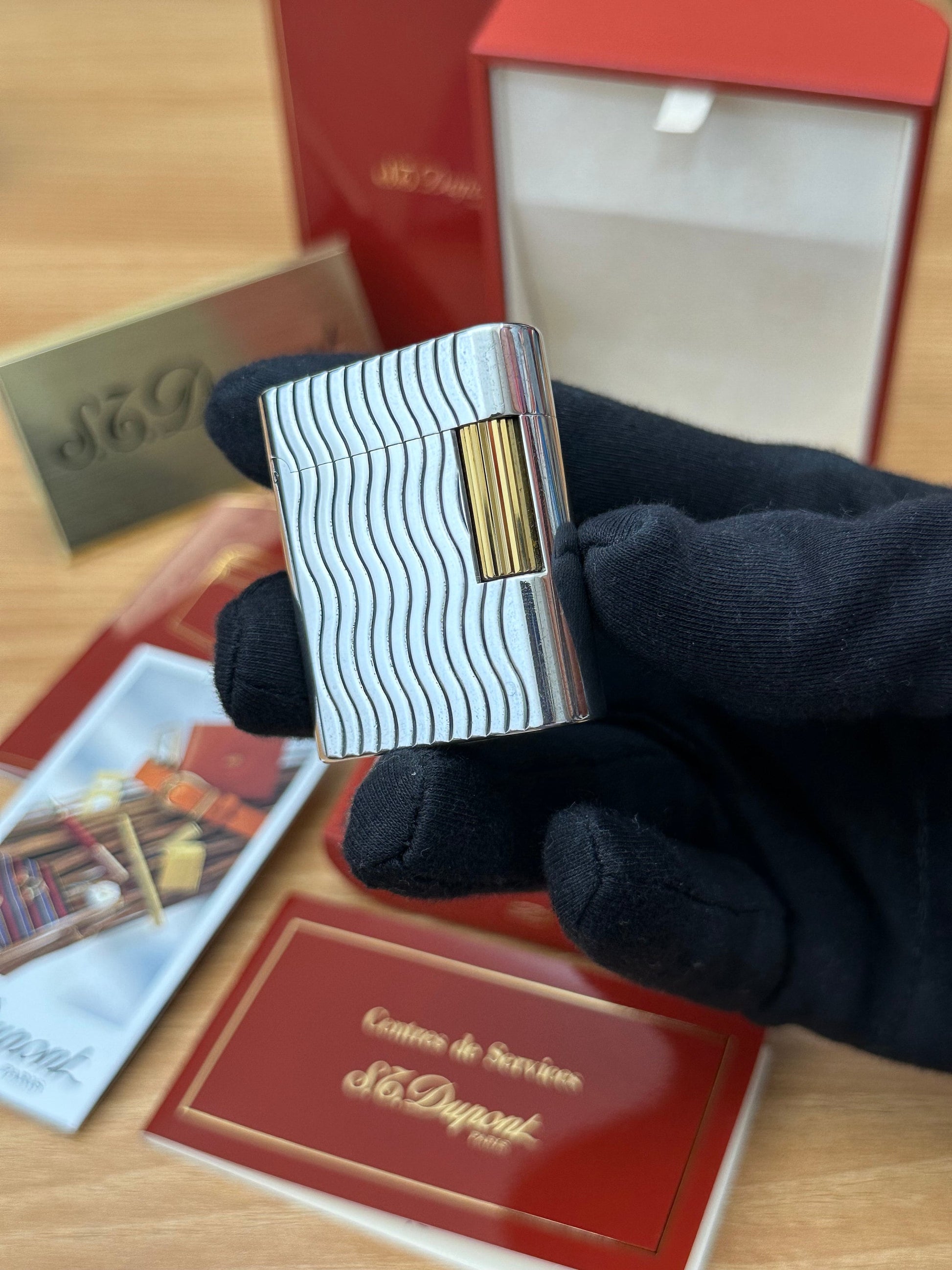 Vintage 1990 St Dupont Soubreny Two tone Gold & Silver finish / full set will box and documents / Good condition