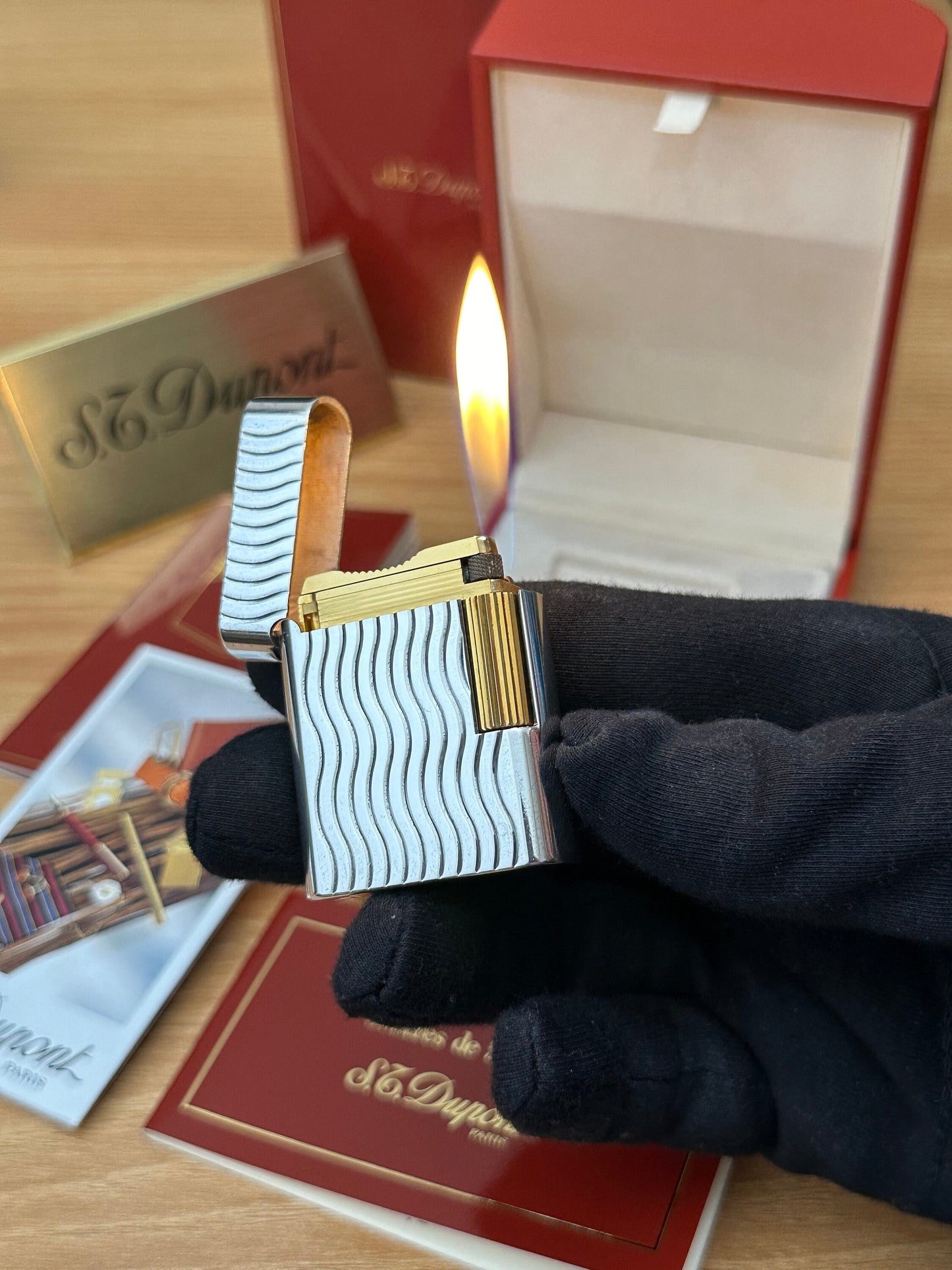 Vintage 1990 St Dupont Soubreny Two tone Gold & Silver finish / full set will box and documents / Good condition