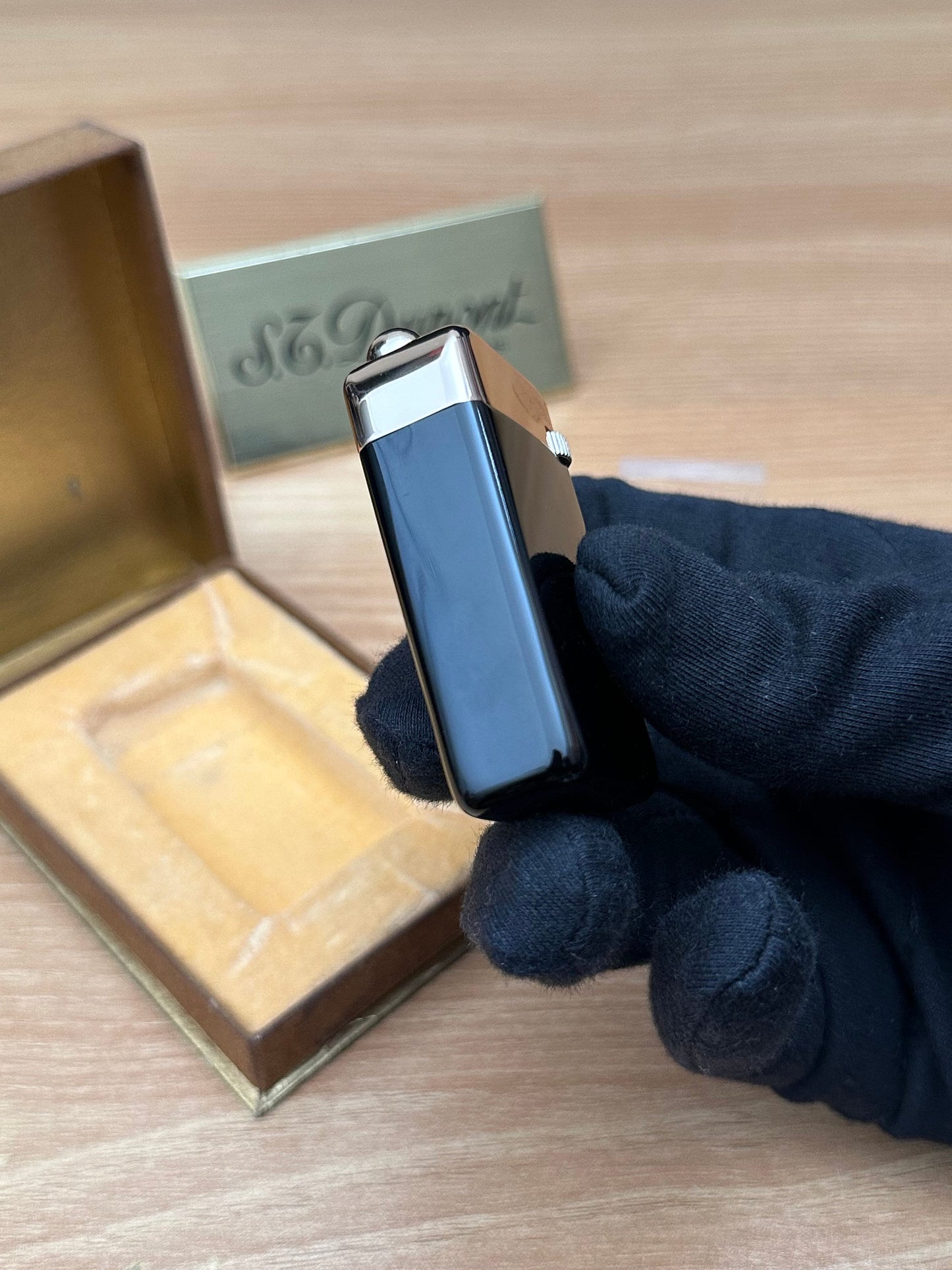 Vintage 1950 Myon rose gold plated with Black lacquer never use / extremely rare with box / working perfect