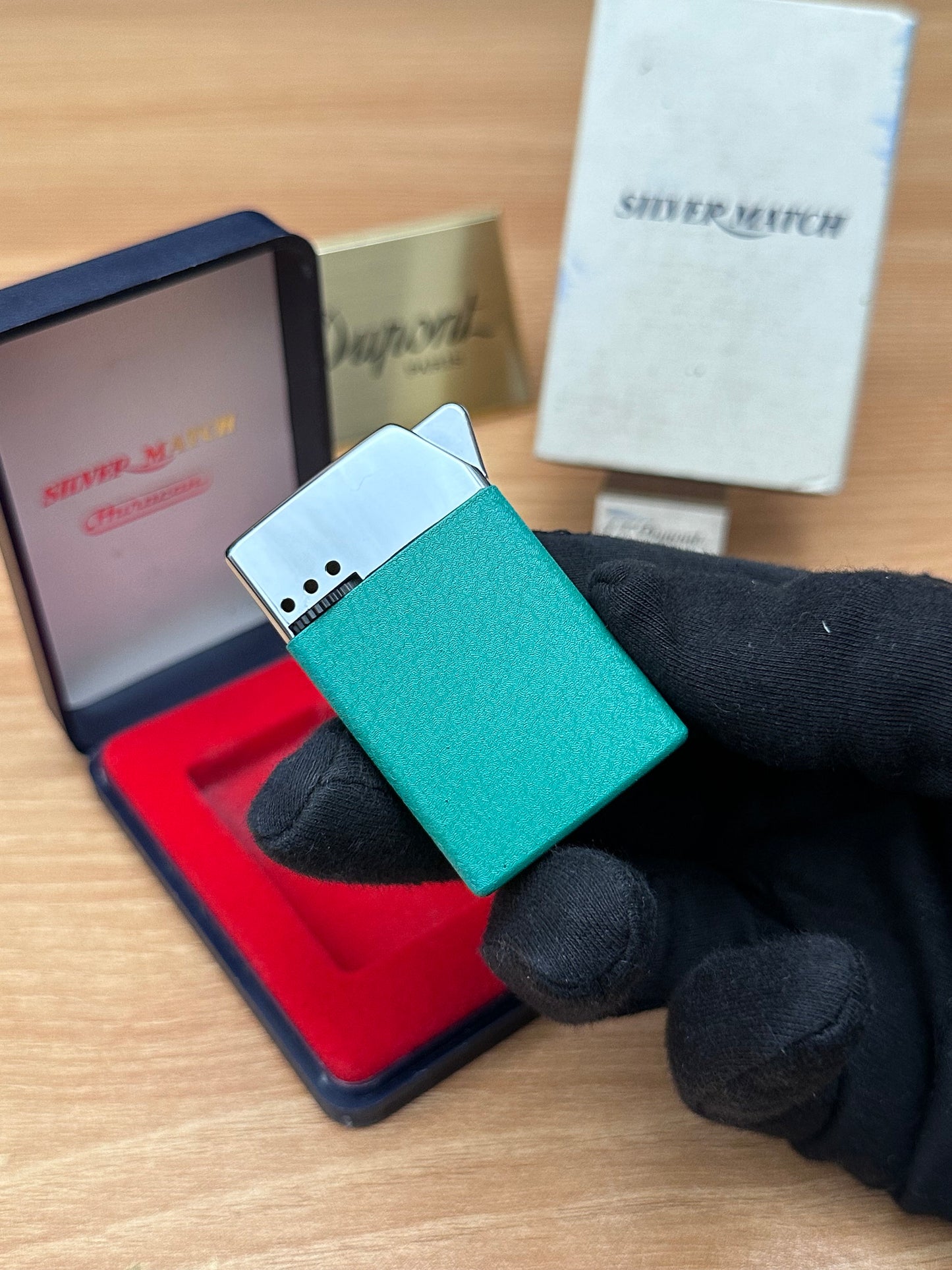 Antique 1950 Silver Match lighter never used with box \ working perfect
