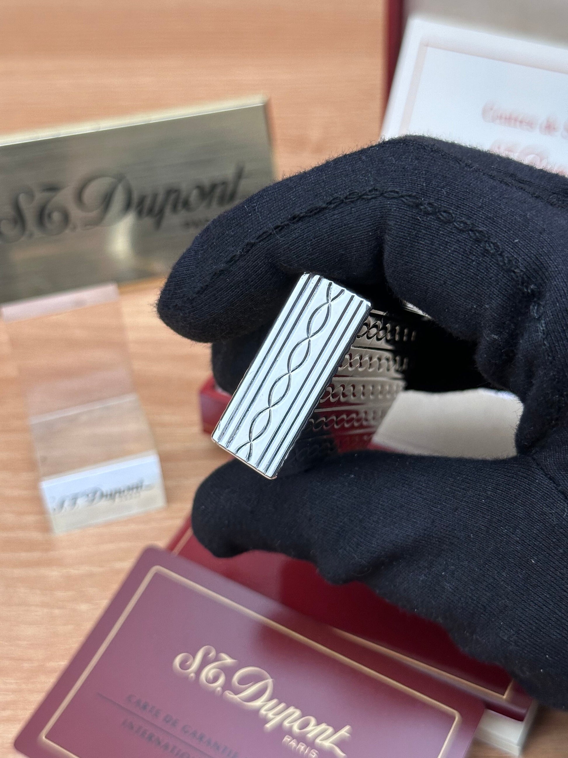Authentic 1980 St dupont ligne 1 rare Heavy Silver & Gold Plated working amazing / full set with box and documents / initial