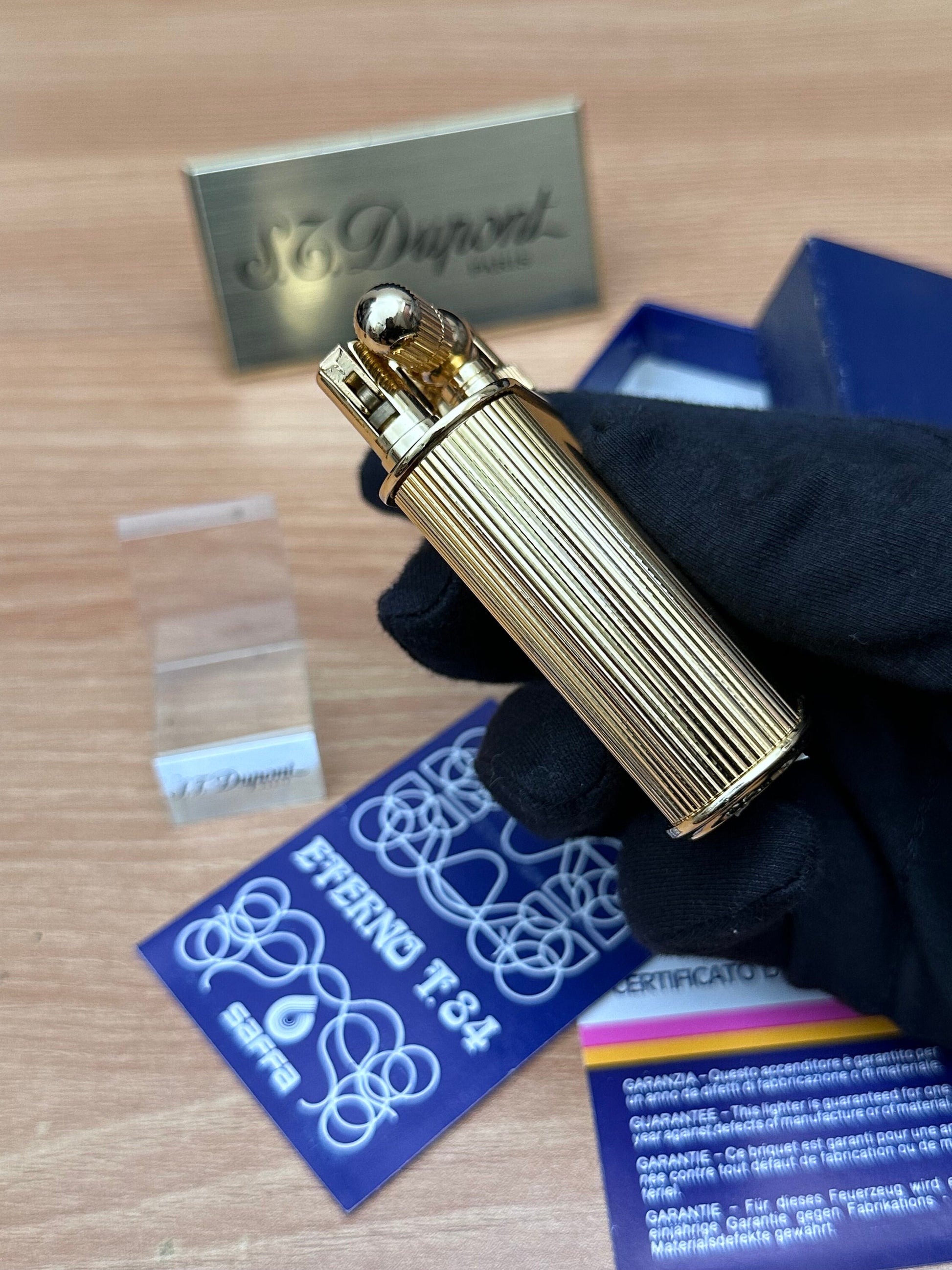 Vintage 1980 Saffa heavy 24k Gold Plated \ never used with box and documents \ working perfect- best cigar accessories gift