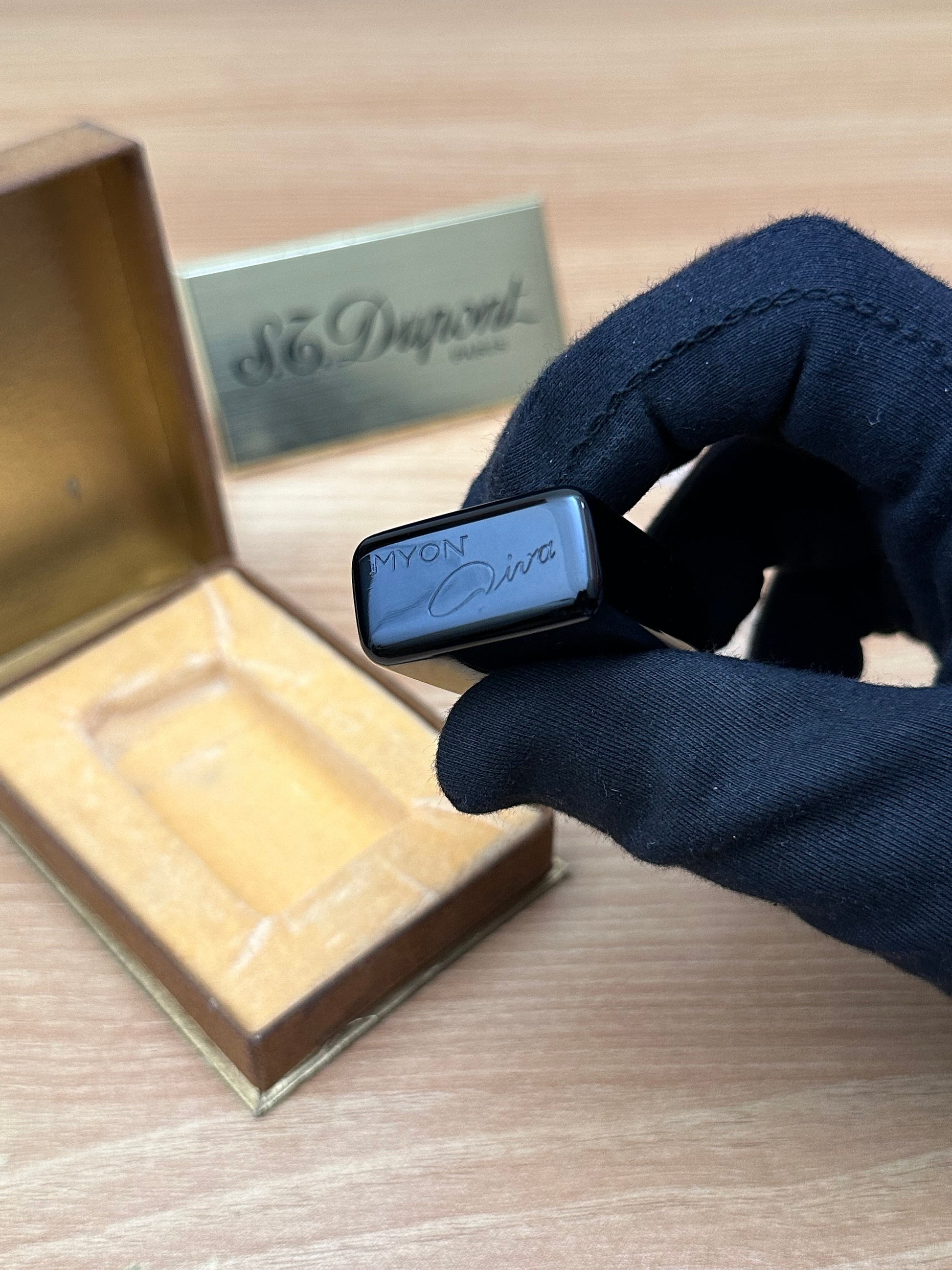 Vintage 1950 Myon rose gold plated with Black lacquer never use / extremely rare with box / working perfect
