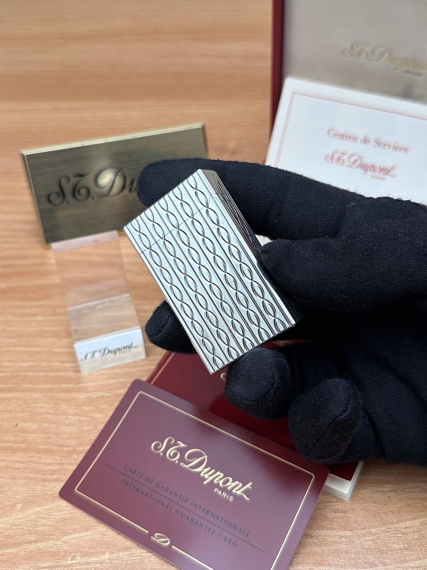 Authentic 1980 St dupont ligne 1 rare Heavy Silver & Gold Plated working amazing / full set with box and documents / initial