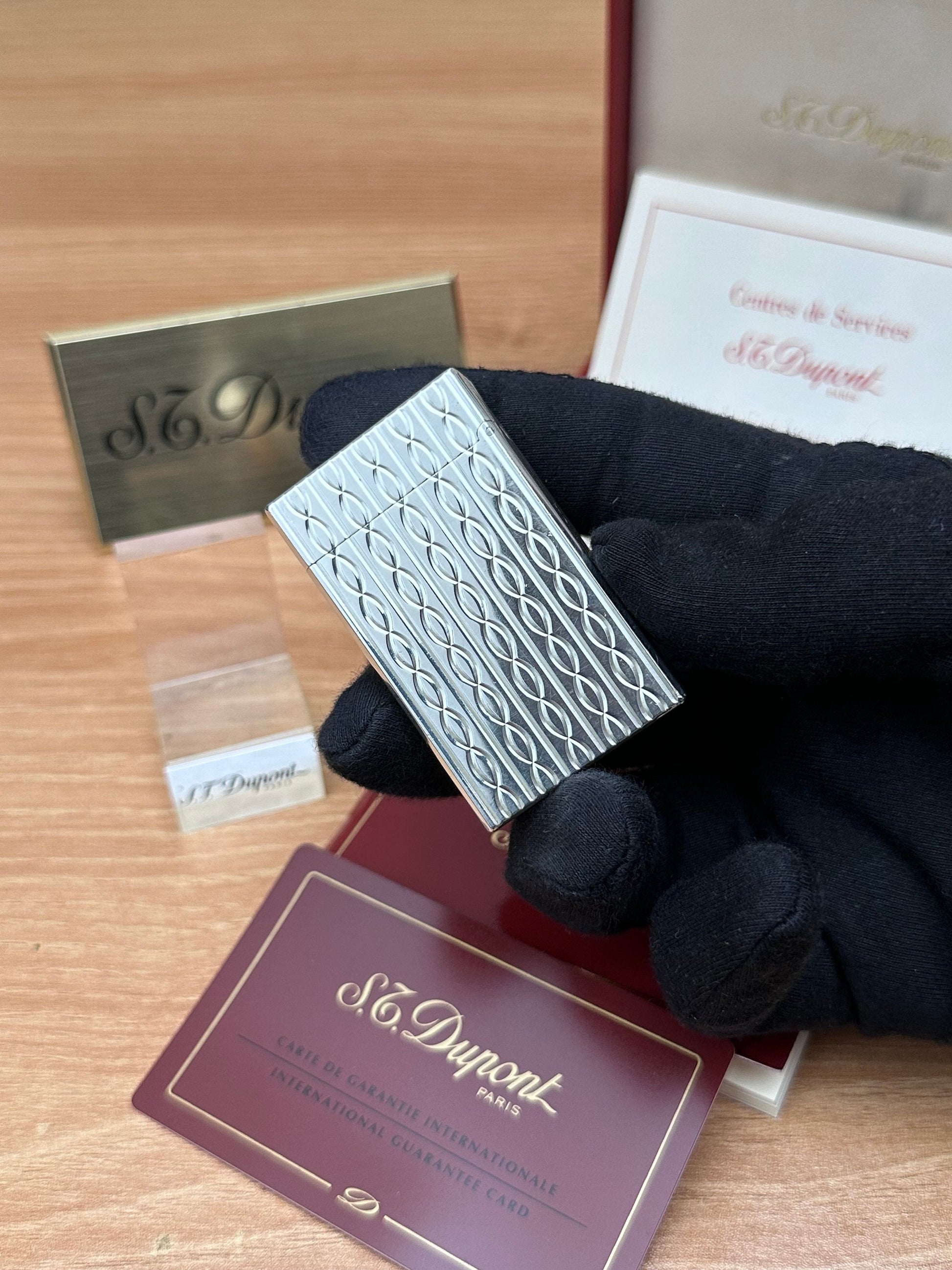Authentic 1980 St dupont ligne 1 rare Heavy Silver & Gold Plated working amazing / full set with box and documents / initial