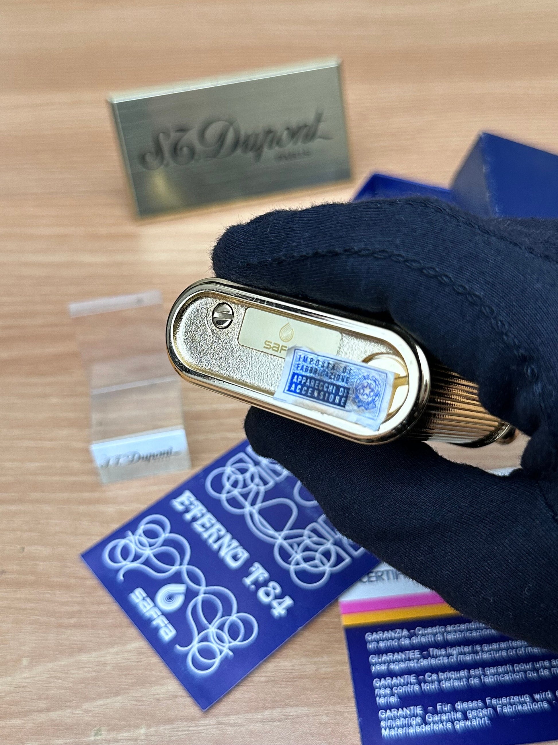 Vintage 1980 Saffa heavy 24k Gold Plated \ never used with box and documents \ working perfect- best cigar accessories gift