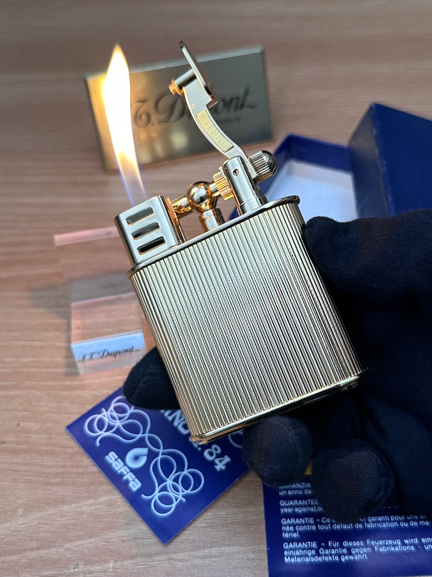 Vintage 1980 Saffa heavy 24k Gold Plated \ never used with box and documents \ working perfect- best cigar accessories gift