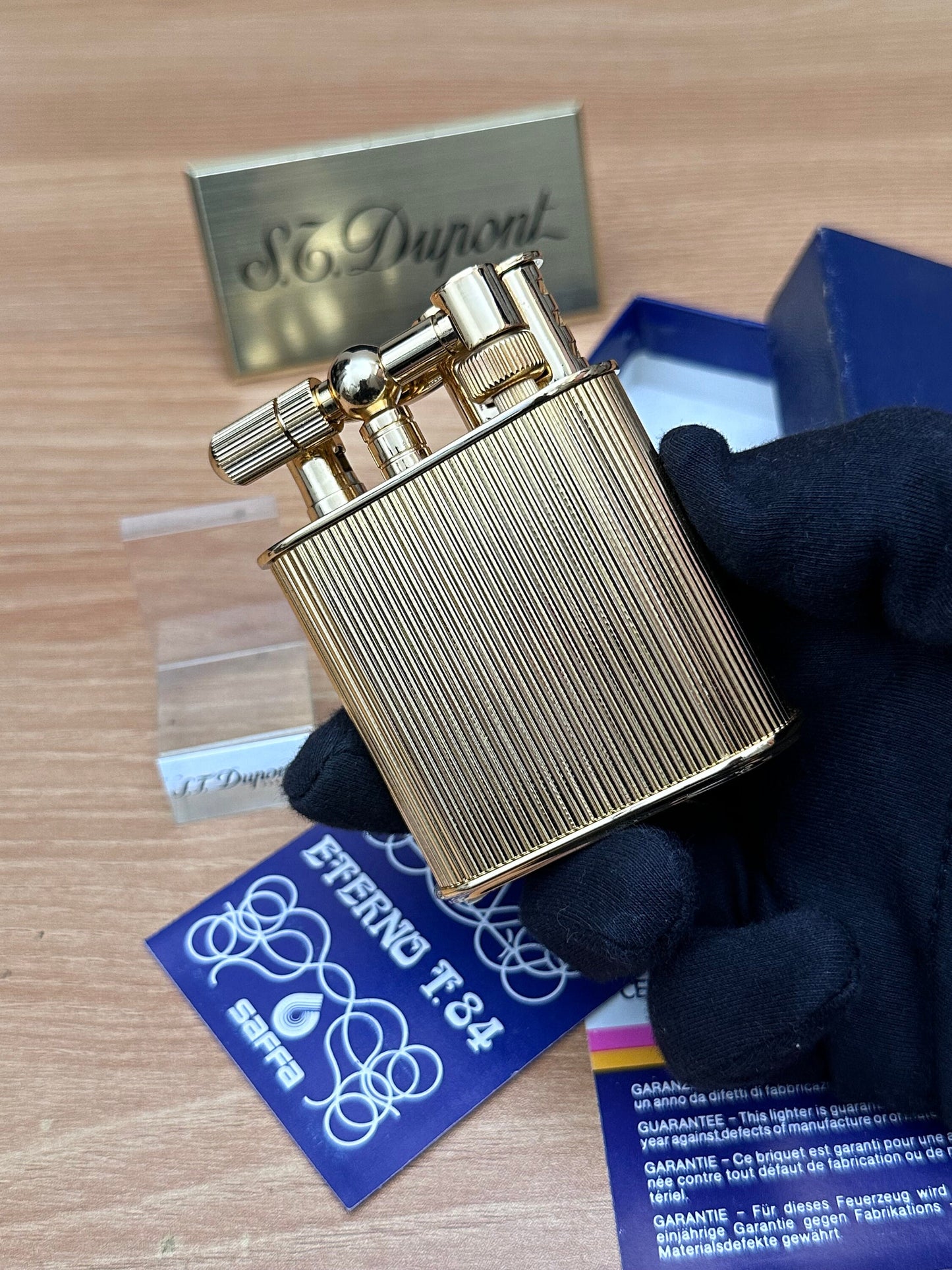 Vintage 1980 Saffa heavy 24k Gold Plated \ never used with box and documents \ working perfect- best cigar accessories gift