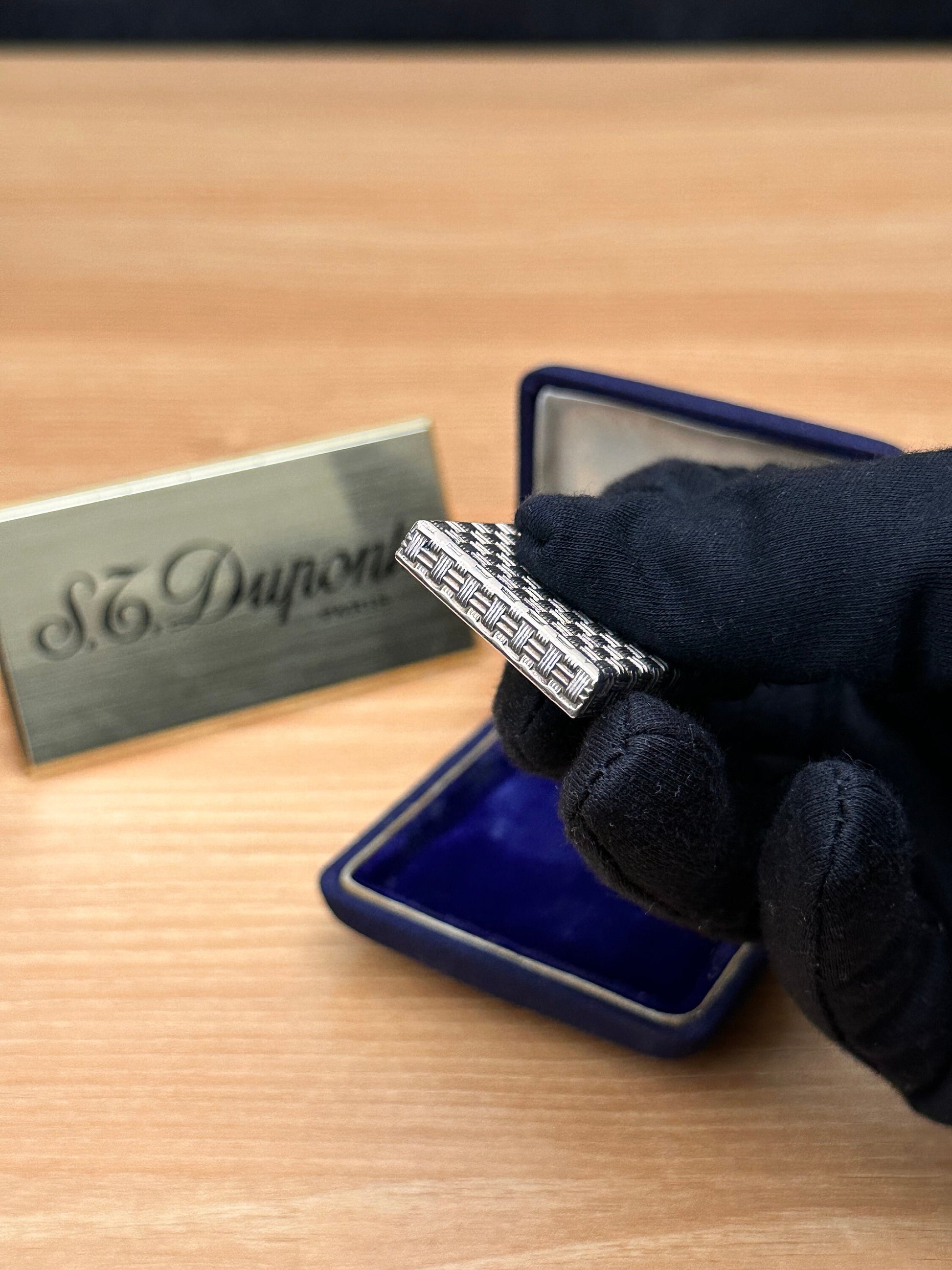 Vintage Tiffany & Co. Art Deco Sterling Silver Basket Weave Lighter \ amazing condition \ working perfect