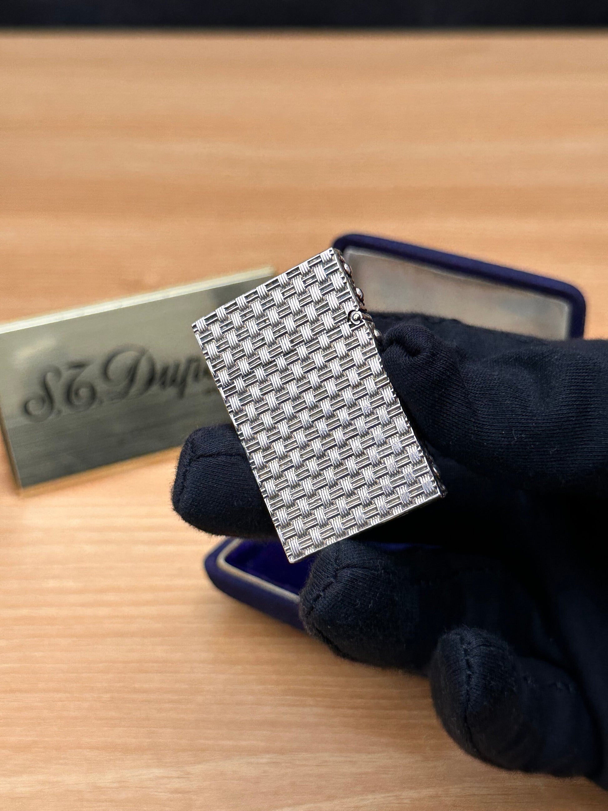Vintage Tiffany & Co. Art Deco Sterling Silver Basket Weave Lighter \ amazing condition \ working perfect