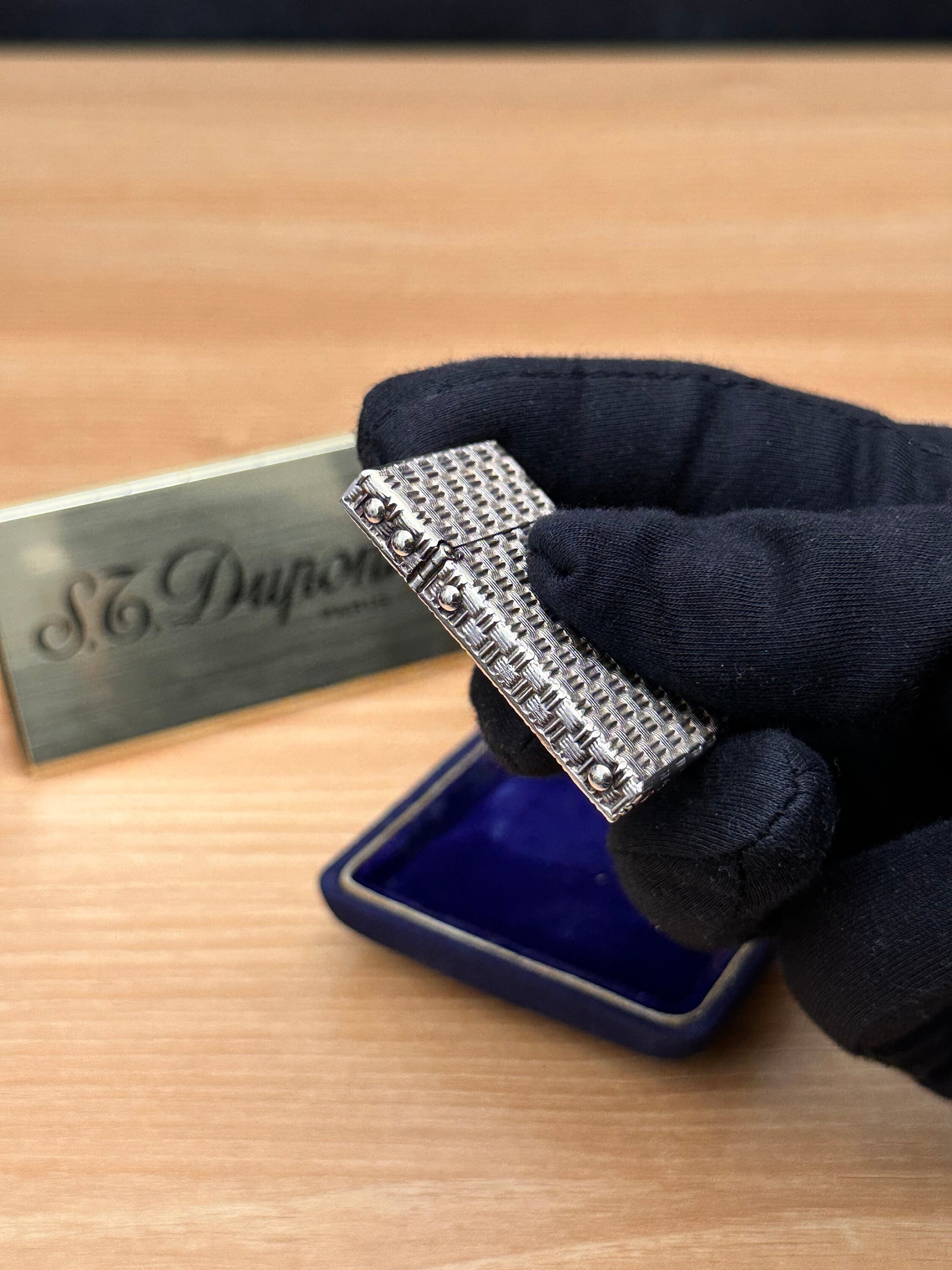 Vintage Tiffany & Co. Art Deco Sterling Silver Basket Weave Lighter \ amazing condition \ working perfect