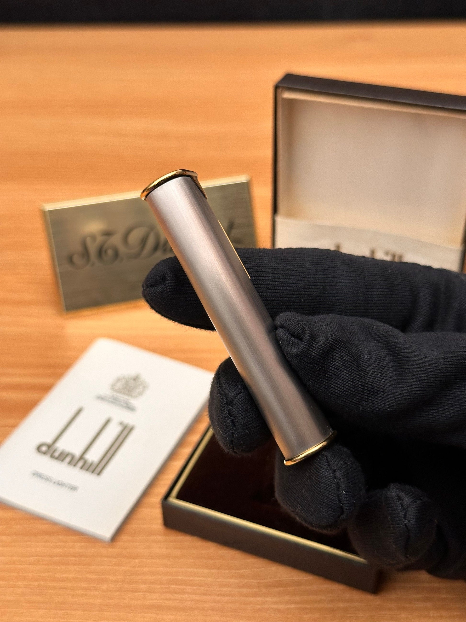 Vintage 1970 Dunhill Dress palladium and Gold finish \ with box and document \ amazing condition \ working perfect