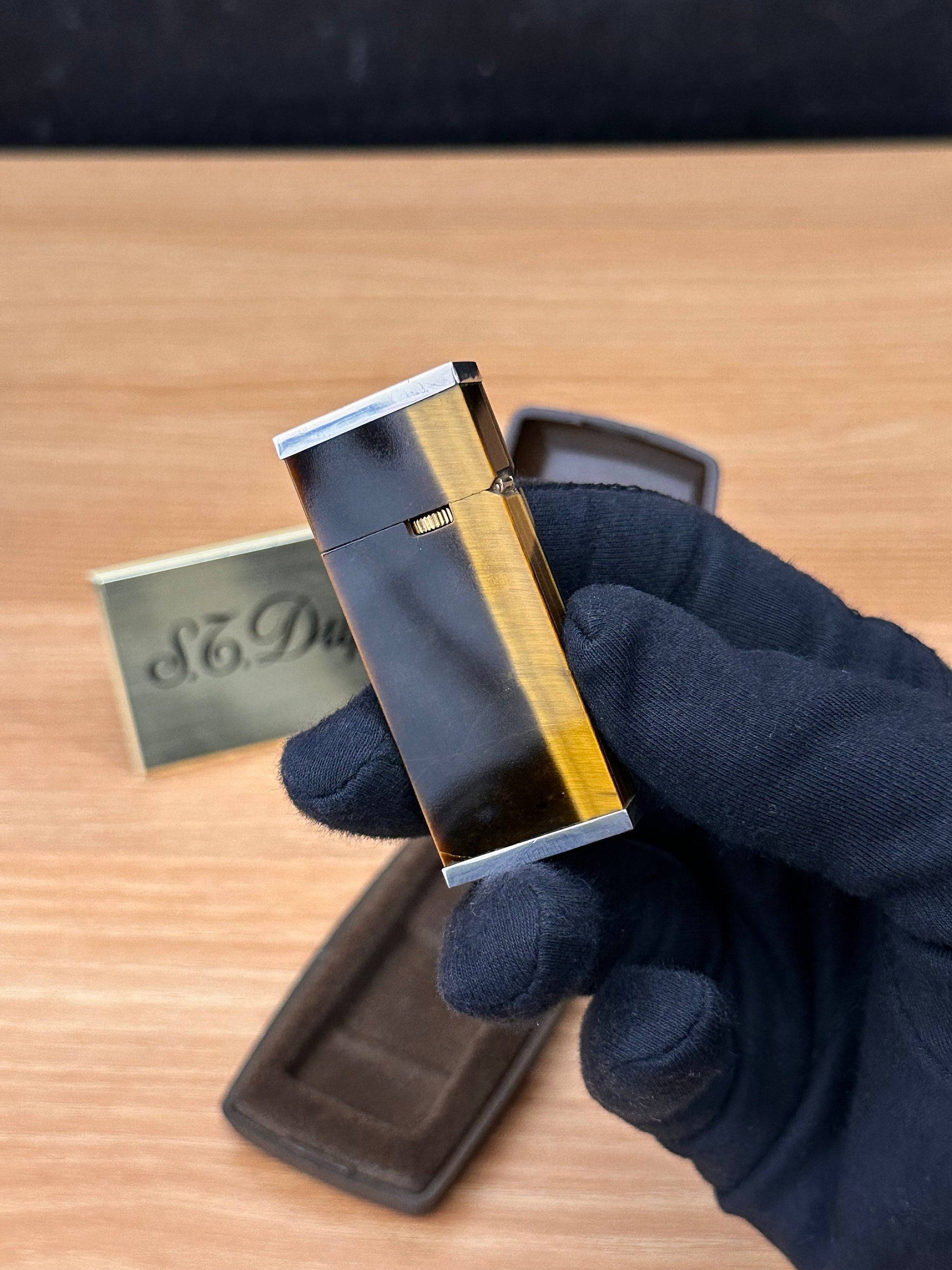 Vintage 1970 Rare Solid sterling Silver handmade Hallmarked Tiger's eye \ luxury 1970 solid silver lighter \ working perfect