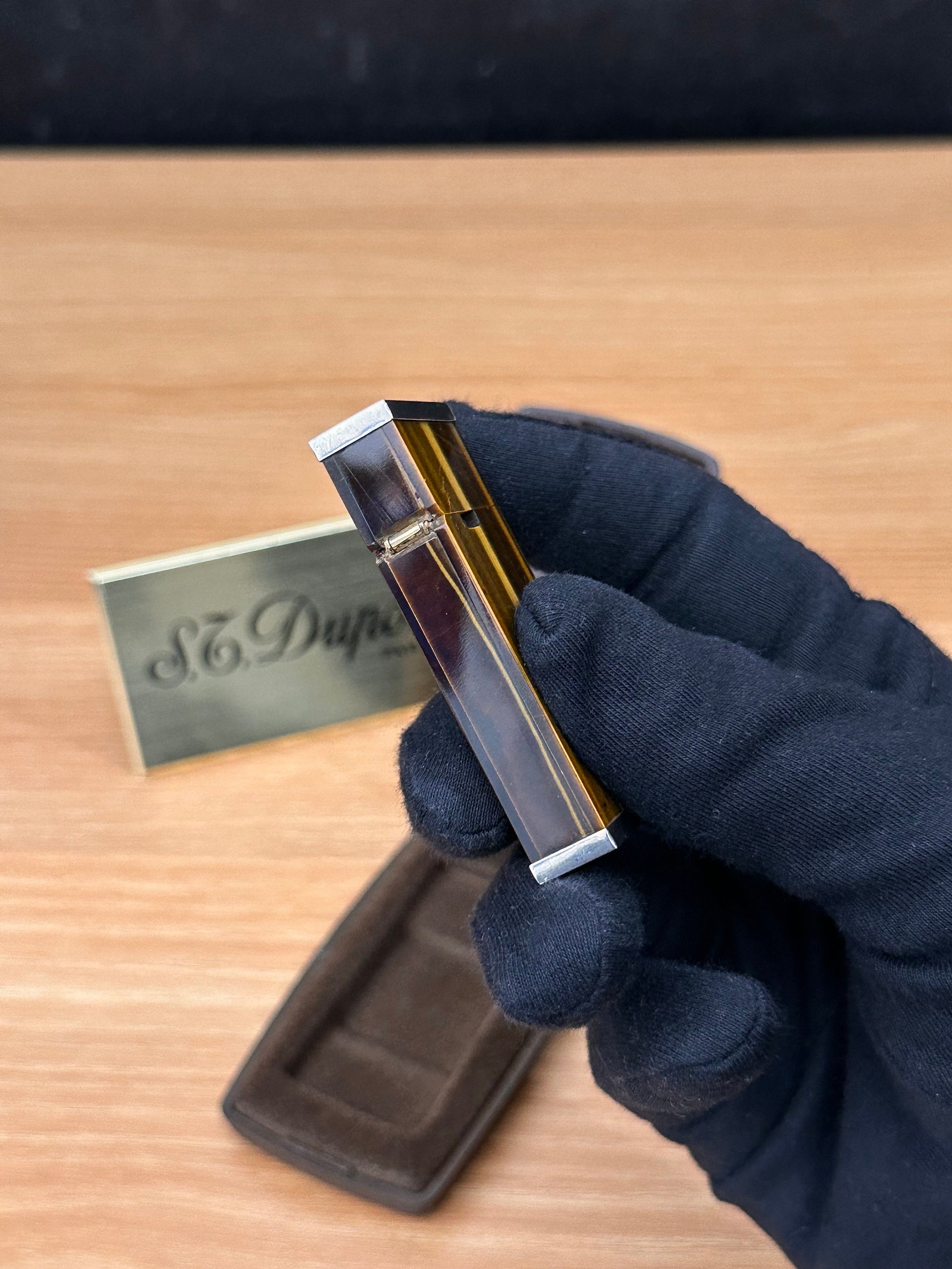 Vintage 1970 Rare Solid sterling Silver handmade Hallmarked Tiger's eye \ luxury 1970 solid silver lighter \ working perfect